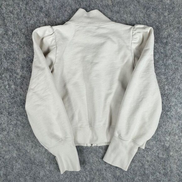 Veronica Beard Siedel Zip-Up Jacket Sweatshirt Size L Ecru Puff Sleeve - Picture 11 of 15